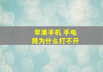 苹果手机 手电筒为什么打不开